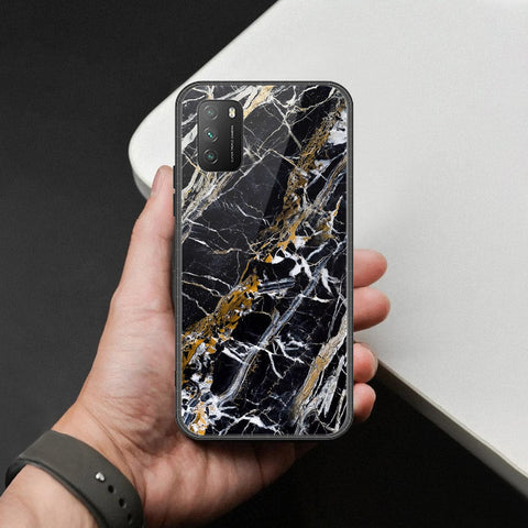Xiaomi Poco M3 Cover - Black Marble Series  - HQ Ultra Shine Premium Infinity Glass Soft Silicon Borders Case