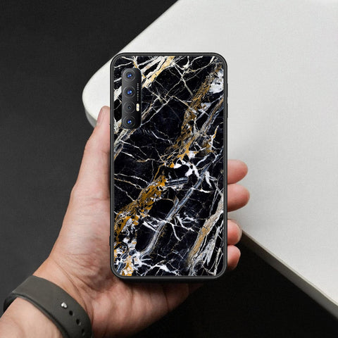 Oppo Reno 3 Pro Cover - Black Marble Series  - HQ Ultra Shine Premium Infinity Glass Soft Silicon Borders Case