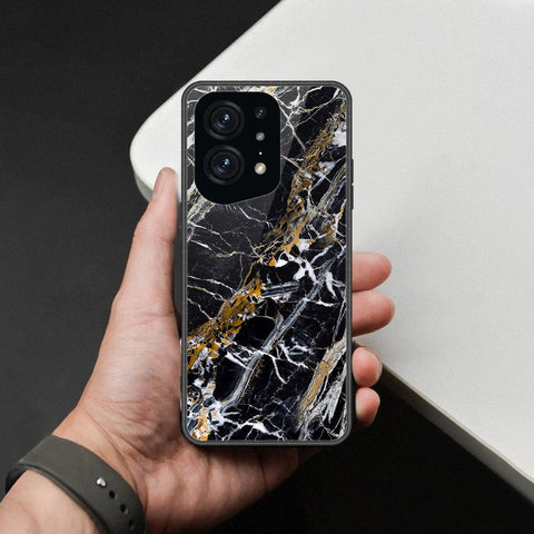 Oppo Find X5 Pro Cover - Black Marble Series  - HQ Ultra Shine Premium Infinity Glass Soft Silicon Borders Case
