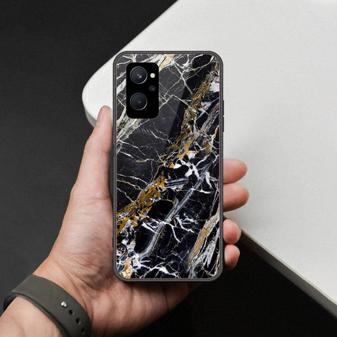 Realme 9i Cover - Black Marble Series  - HQ Ultra Shine Premium Infinity Glass Soft Silicon Borders Case