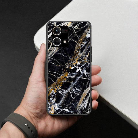 Oppo Reno 7 4G Cover - Black Marble Series  - HQ Ultra Shine Premium Infinity Glass Soft Silicon Borders Case