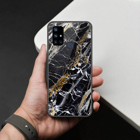 OnePlus Nord N10 Cover - Black Marble Series  - HQ Ultra Shine Premium Infinity Glass Soft Silicon Borders Case