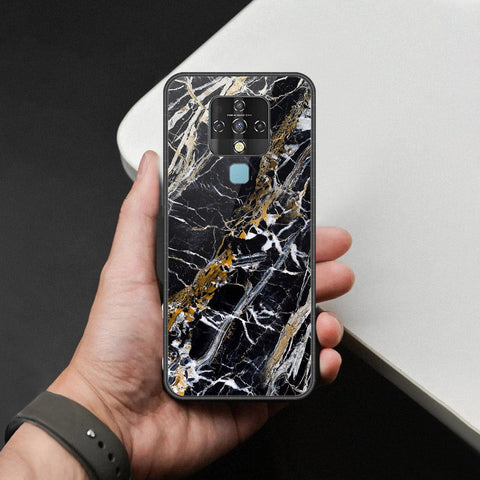 Tecno Camon 16 Pro Cover - Black Marble Series  - HQ Ultra Shine Premium Infinity Glass Soft Silicon Borders Case