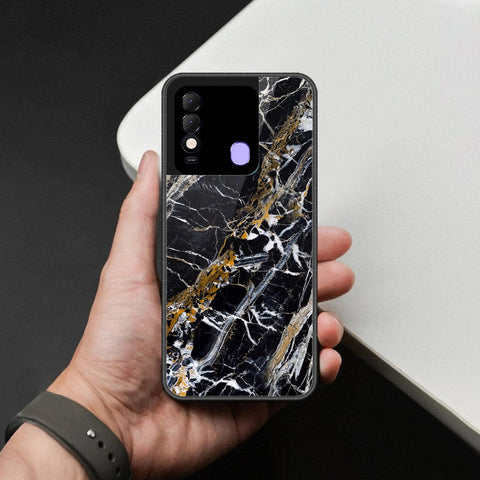 Tecno Spark 8 Cover - Black Marble Series  - HQ Ultra Shine Premium Infinity Glass Soft Silicon Borders Case