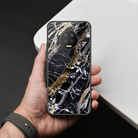 Infinix Note 7 Cover - Black Marble Series  - HQ Ultra Shine Premium Infinity Glass Soft Silicon Borders Case (Fast Delivery)