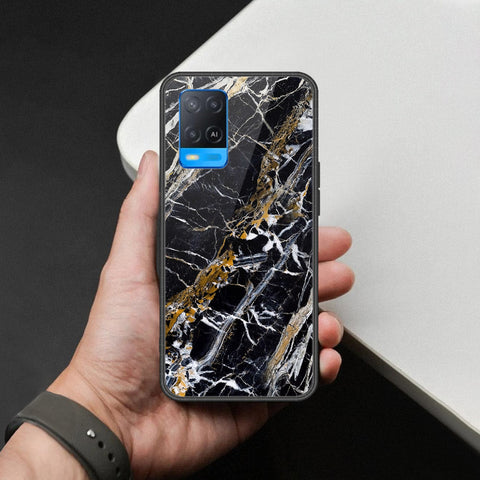 Oppo A54 4G Cover - Black Marble Series  - HQ Ultra Shine Premium Infinity Glass Soft Silicon Borders Case