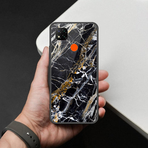 Xiaomi Redmi 9C Cover - Black Marble Series  - HQ Ultra Shine Premium Infinity Glass Soft Silicon Borders Case
