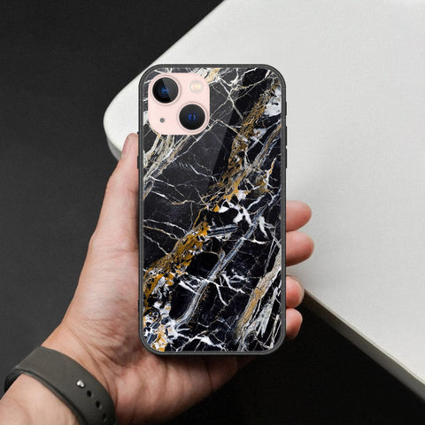iPhone 14 - Black Marble Series  - HQ Ultra Shine Premium Infinity Glass Soft Silicon Borders Case