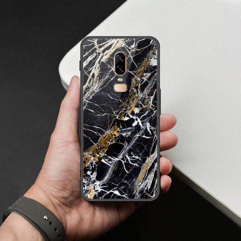 OnePlus 6 Cover - Black Marble Series  - HQ Ultra Shine Premium Infinity Glass Soft Silicon Borders Case