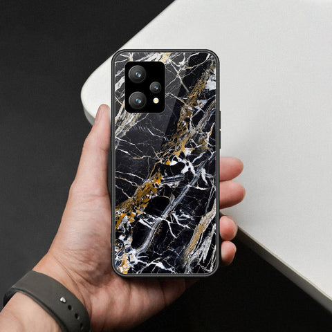 Realme 9 4G Cover - Black Marble Series  - HQ Ultra Shine Premium Infinity Glass Soft Silicon Borders Case