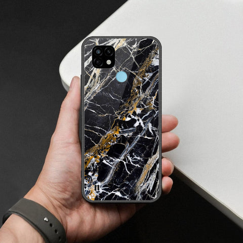 Realme C21 Cover - Black Marble Series  - HQ Ultra Shine Premium Infinity Glass Soft Silicon Borders Case