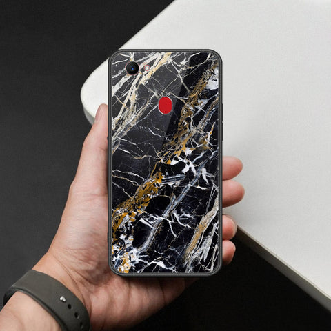 Oppo F7 Cover - Black Marble Series  - HQ Ultra Shine Premium Infinity Glass Soft Silicon Borders Case