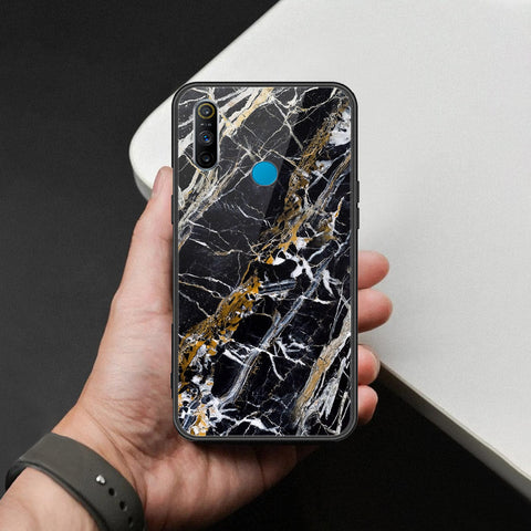 Realme 5s Cover - Black Marble Series  - HQ Ultra Shine Premium Infinity Glass Soft Silicon Borders Case