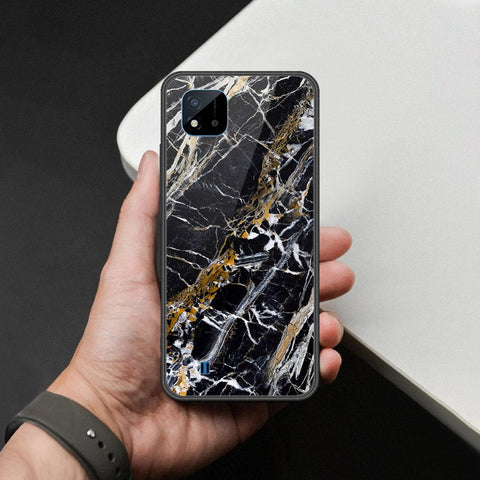 Realme C20 Cover - Black Marble Series  - HQ Ultra Shine Premium Infinity Glass Soft Silicon Borders Case