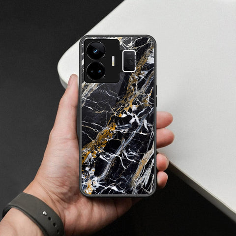 Realme GT Neo 5 Cover - Black Marble Series  - HQ Ultra Shine Premium Infinity Glass Soft Silicon Borders Case