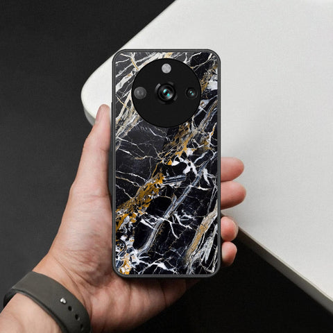 Realme 11 Pro Cover - Black Marble Series  - HQ Ultra Shine Premium Infinity Glass Soft Silicon Borders Case