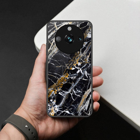 Realme 11 Pro Plus Cover - Black Marble Series  - HQ Ultra Shine Premium Infinity Glass Soft Silicon Borders Case