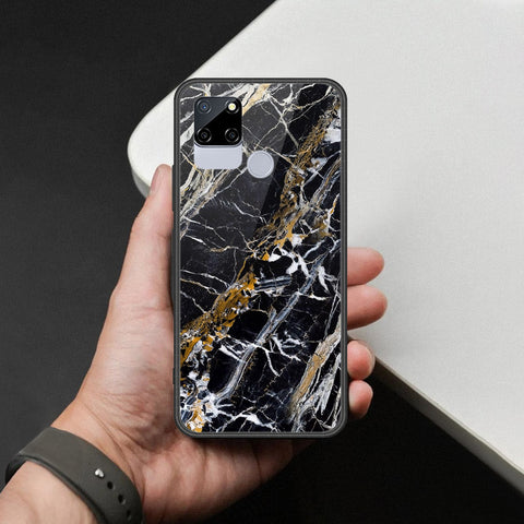 Realme C12 Cover - Black Marble Series  - HQ Ultra Shine Premium Infinity Glass Soft Silicon Borders Case