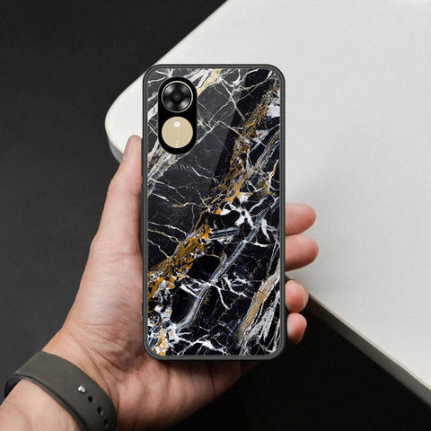 Oppo A17k Cover - Black Marble Series  - HQ Ultra Shine Premium Infinity Glass Soft Silicon Borders Case