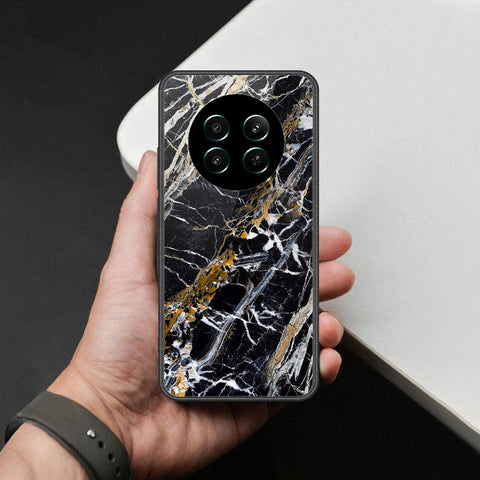 Realme 12 Plus Cover - Black Marble Series  - HQ Ultra Shine Premium Infinity Glass Soft Silicon Borders Case