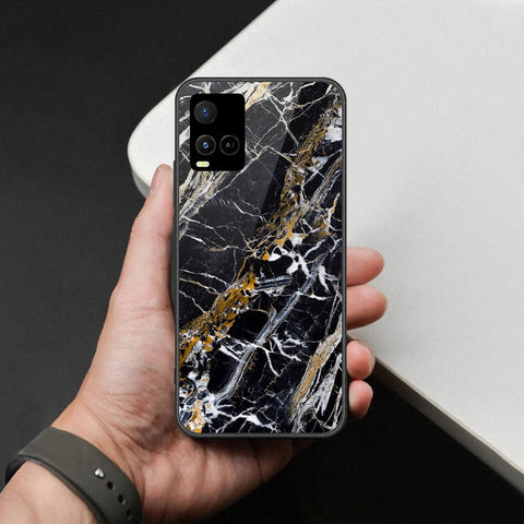 Vivo Y32 Cover - Black Marble Series  - HQ Ultra Shine Premium Infinity Glass Soft Silicon Borders Case
