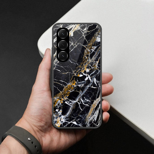 Infinix Hot 60 4G Cover - Black Marble Series  - HQ Ultra Shine Premium Infinity Glass Soft Silicon Borders Case (Fast Delivery)