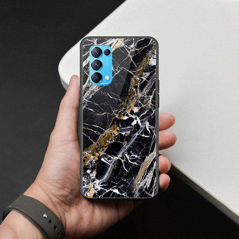 Oppo Reno 5 5G Cover - Black Marble Series  - HQ Ultra Shine Premium Infinity Glass Soft Silicon Borders Case