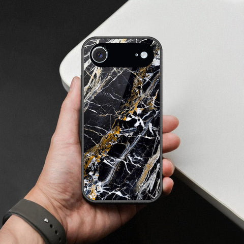 iPhone 18 Air - Black Marble Series  - HQ Ultra Shine Premium Infinity Glass Soft Silicon Borders Case