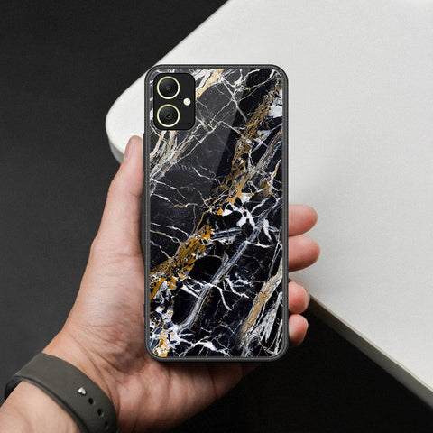 Samsung Galaxy A06 Cover - Black Marble Series  - HQ Ultra Shine Premium Infinity Glass Soft Silicon Borders Case