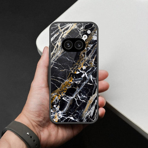 Nothing Phone 2a Cover - Black Marble Series  - HQ Ultra Shine Premium Infinity Glass Soft Silicon Borders Case