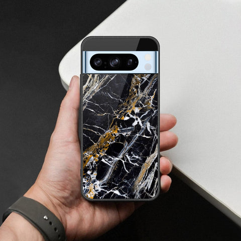 Google Pixel 8 Pro Cover - Black Marble Series  - HQ Ultra Shine Premium Infinity Glass Soft Silicon Borders Case