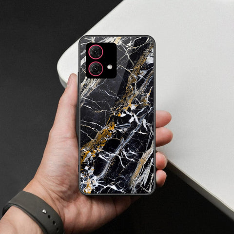 Motorola Moto G84 Cover - Black Marble Series  - HQ Ultra Shine Premium Infinity Glass Soft Silicon Borders Case
