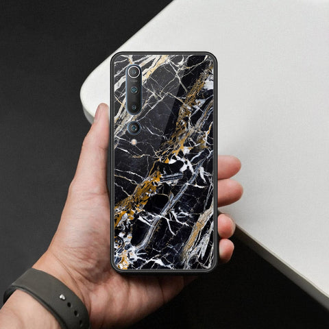 Xiaomi Mi 10 Cover - Black Marble Series  - HQ Ultra Shine Premium Infinity Glass Soft Silicon Borders Case