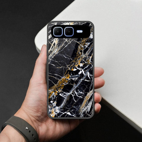 Infinix Smart 10 Plus Cover - Black Marble Series  - HQ Ultra Shine Premium Infinity Glass Soft Silicon Borders Case