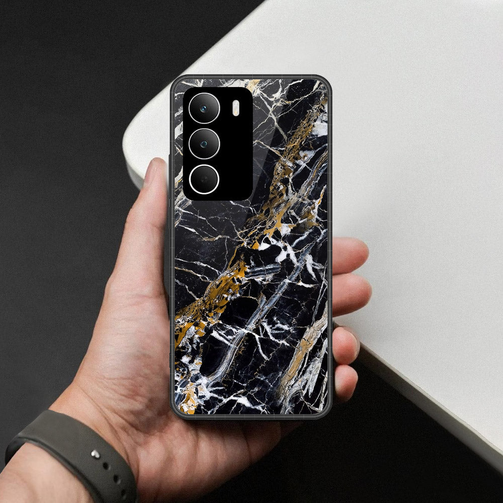 Realme C71 Cover - Black Marble Series  - HQ Ultra Shine Premium Infinity Glass Soft Silicon Borders Case (Fast Delivery)