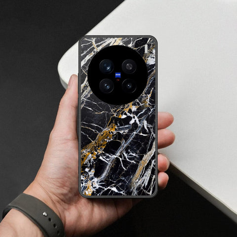 Vivo X200 Pro Cover - Black Marble Series  - HQ Ultra Shine Premium Infinity Glass Soft Silicon Borders Case