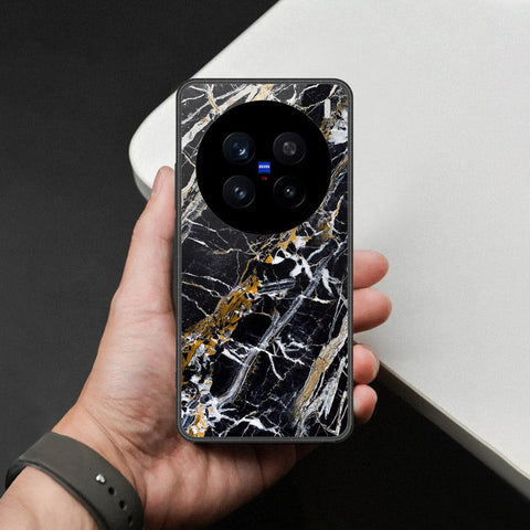 Vivo V7 Plus Cover - Black Marble Series  - HQ Ultra Shine Premium Infinity Glass Soft Silicon Borders Case