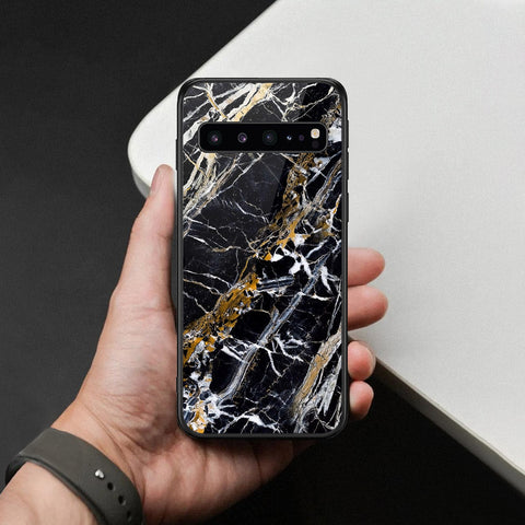 Samsung Galaxy S10 5G Cover - Black Marble Series  - HQ Ultra Shine Premium Infinity Glass Soft Silicon Borders Case
