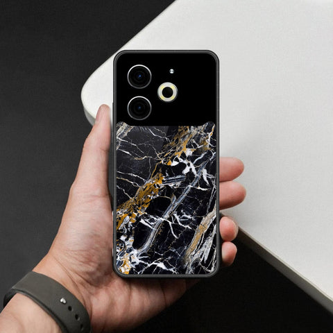 Tecno Pova 6 Cover - Black Marble Series  - HQ Ultra Shine Premium Infinity Glass Soft Silicon Borders Case