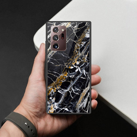 Samsung Galaxy Note 20 Ultra Cover - Black Marble Series  - HQ Ultra Shine Premium Infinity Glass Soft Silicon Borders Case