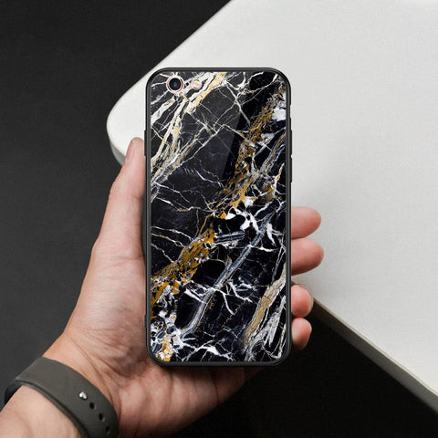 iPhone 6s Plus / 6 Plus Cover - Black Marble Series  - HQ Ultra Shine Premium Infinity Glass Soft Silicon Borders Case