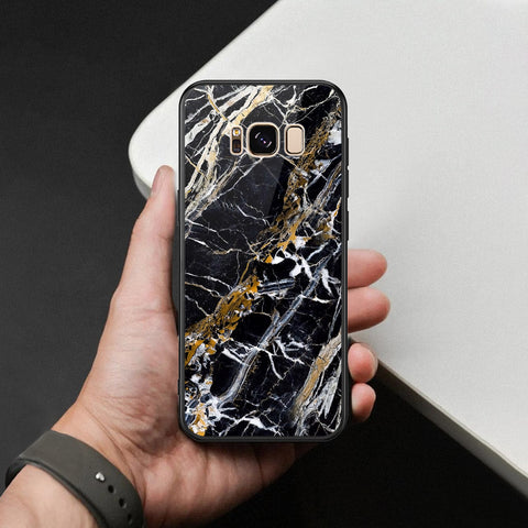 Samsung Galaxy S8 Cover - Black Marble Series  - HQ Ultra Shine Premium Infinity Glass Soft Silicon Borders Case