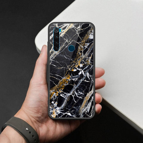 Xiaomi Redmi Note 8 Cover - Black Marble Series  - HQ Ultra Shine Premium Infinity Glass Soft Silicon Borders Case