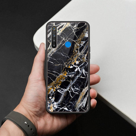 Realme Narzo 20A Cover - Black Marble Series  - HQ Ultra Shine Premium Infinity Glass Soft Silicon Borders Case