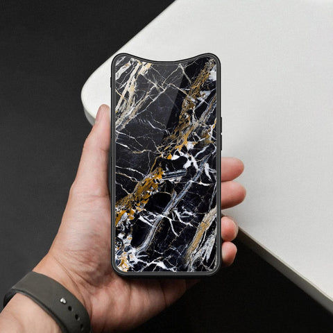 Oppo Find X Cover - Black Marble Series  - HQ Ultra Shine Premium Infinity Glass Soft Silicon Borders Case