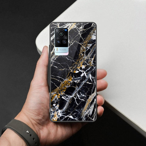 Vivo X60 Pro Cover - Black Marble Series  - HQ Ultra Shine Premium Infinity Glass Soft Silicon Borders Case