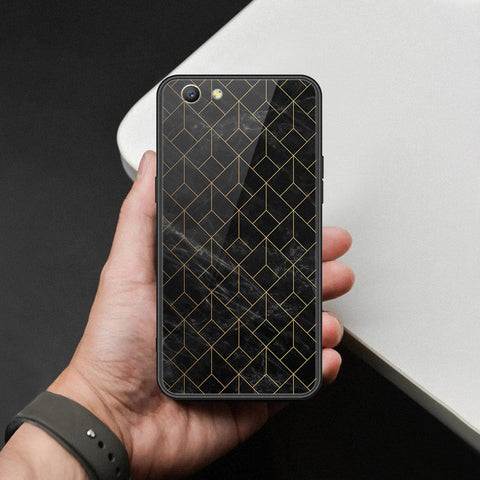 Oppo A59 Cover - Black Marble Series  - HQ Ultra Shine Premium Infinity Glass Soft Silicon Borders Case