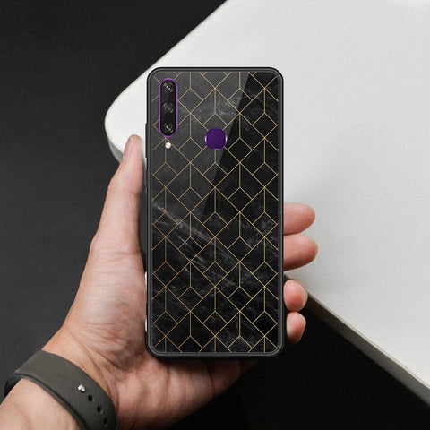 Huawei Y6p Cover - Black Marble Series  - HQ Ultra Shine Premium Infinity Glass Soft Silicon Borders Case