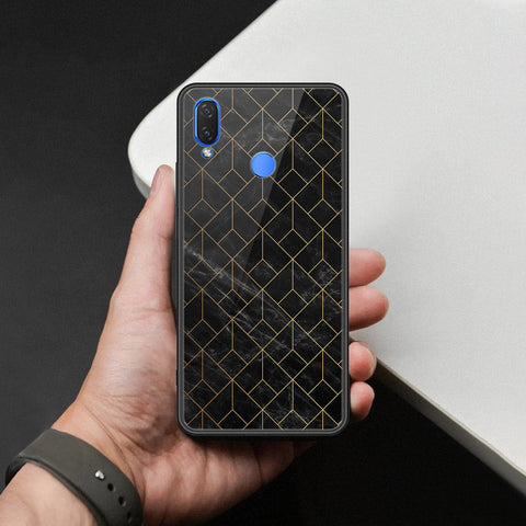 Huawei Y9 2019 Cover - Black Marble Series  - HQ Ultra Shine Premium Infinity Glass Soft Silicon Borders Case