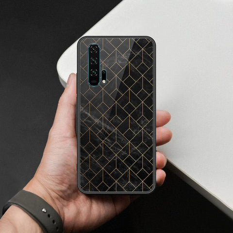 Honor 20 Pro Cover - Black Marble Series  - HQ Ultra Shine Premium Infinity Glass Soft Silicon Borders Case